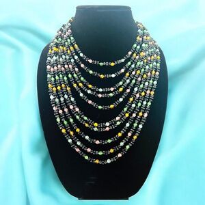 Vintage 1960’s Glass Bead Multi-Strand Necklace